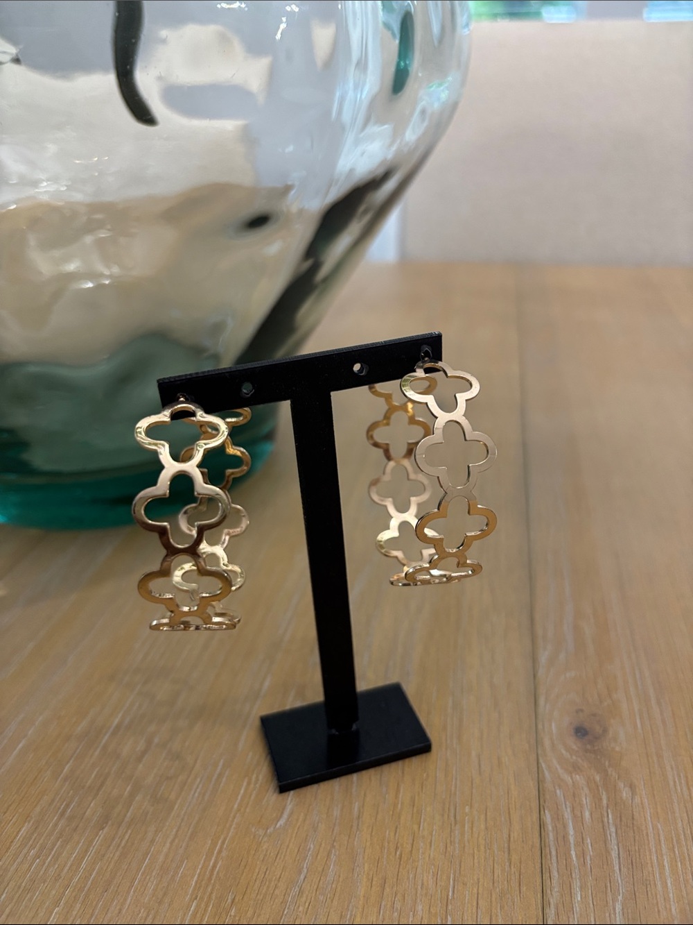 Gold Floral Link Drop Earrings - Women's Jewelry
